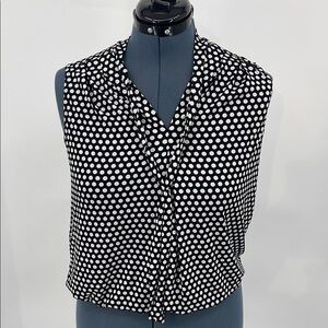 MAX STUDIO SIZE M Polka Dot Sleeveless Top - Black and White
